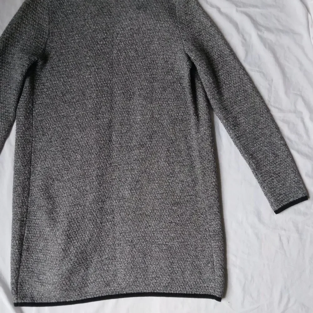 Talbots Cardigan Sweater Textured Open Front Marled Long Sleeve Black Gray XS - Picture 14 of 15